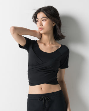 CRONOS WOMEN GATHER T-SHIRT【BLACK】