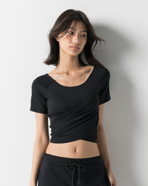 CRONOS WOMEN GATHER T-SHIRT【BLACK】