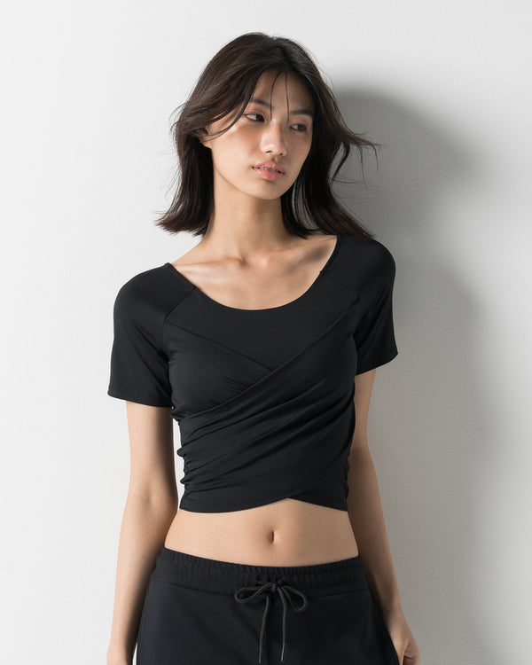CRONOS WOMEN GATHER T-SHIRT【BLACK】