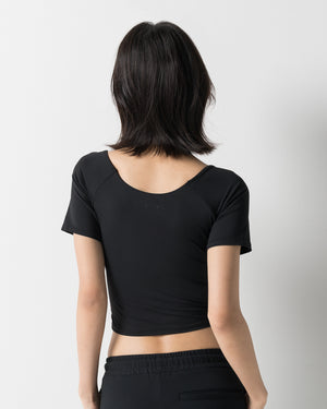 CRONOS WOMEN GATHER T-SHIRT【BLACK】