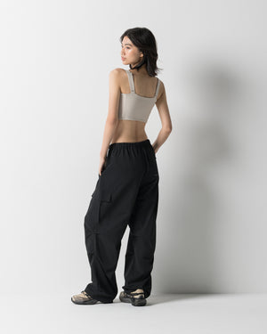 CRONOS WOMEN FRAME CARGO PANTS【BLACK】