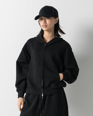 CRONOS WOMEN LIGHTWEIGHT ZIP HOODIE【BLACK】