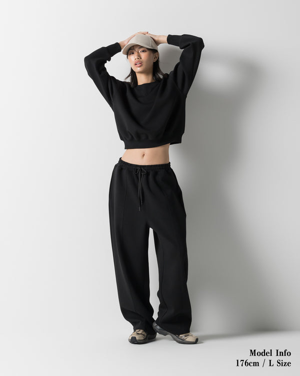 CRONOS WOMEN LIGHTWEIGHT CREW SWEAT【BLACK】