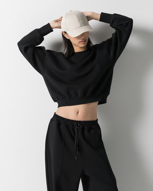 CRONOS WOMEN LIGHTWEIGHT CREW SWEAT【BLACK】