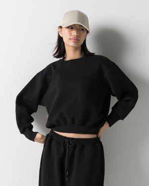 CRONOS WOMEN LIGHTWEIGHT CREW SWEAT【BLACK】