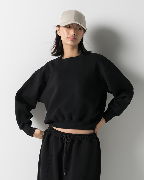 CRONOS WOMEN LIGHTWEIGHT CREW SWEAT【BLACK】