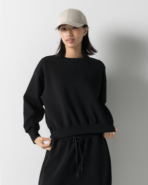 CRONOS WOMEN LIGHTWEIGHT CREW SWEAT【BLACK】