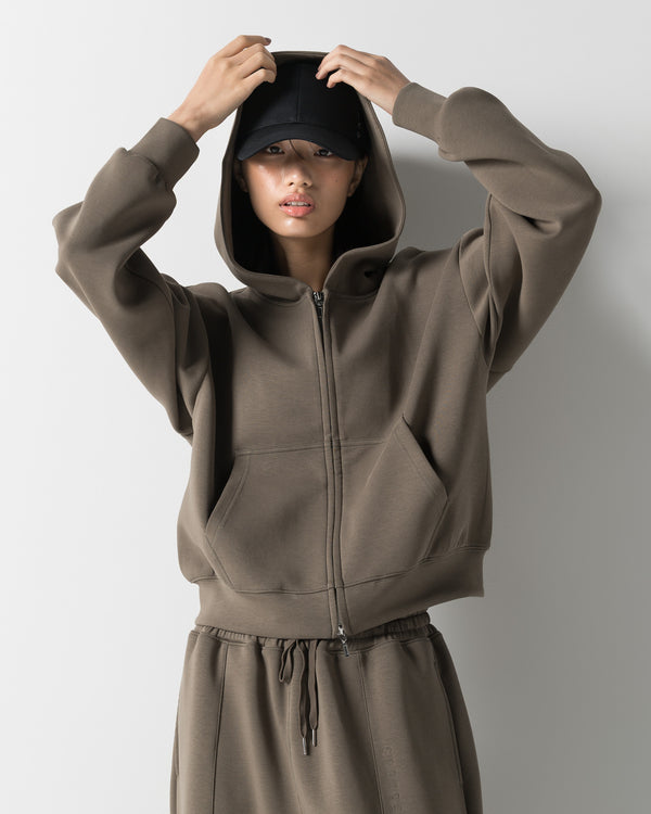 CRONOS WOMEN LIGHTWEIGHT ZIP HOODIE【KHAKI】