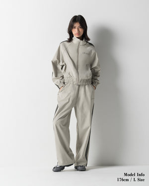 CRONOS WOMEN SIDE LINE DRAWSTRING PANTS【BEIGE】