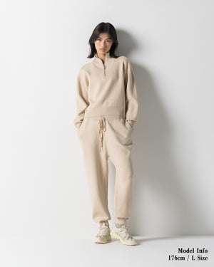 CRONOS WOMEN WARM HALF ZIP SWEAT【BEIGE】