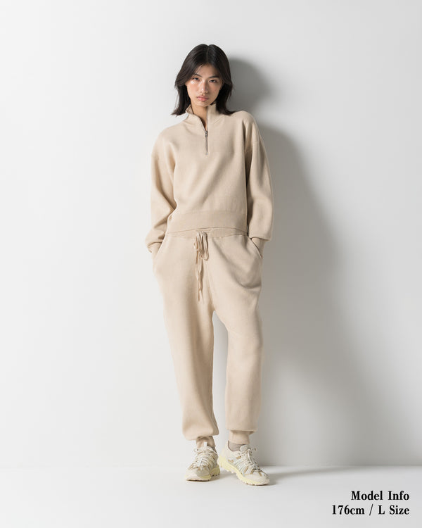 CRONOS WOMEN WARM HALF ZIP SWEAT【BEIGE】