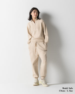 CRONOS WOMEN WARM HALF ZIP SWEAT【BEIGE】