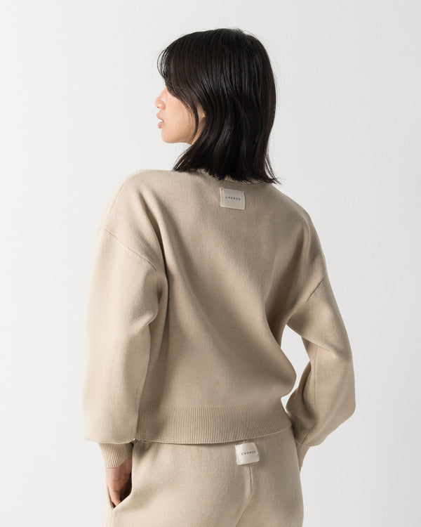 CRONOS WOMEN WARM HALF ZIP SWEAT【BEIGE】