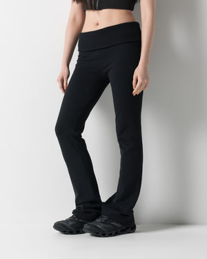 CRONOS WOMEN KNIT FLARE PANTS【BLACK】