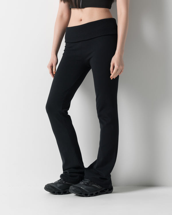 CRONOS WOMEN KNIT FLARE PANTS【BLACK】