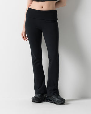 CRONOS WOMEN KNIT FLARE PANTS【BLACK】