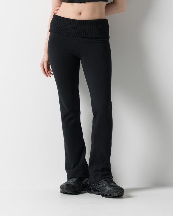 CRONOS WOMEN KNIT FLARE PANTS【BLACK】