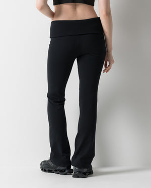 CRONOS WOMEN KNIT FLARE PANTS【BLACK】