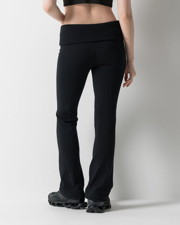 CRONOS WOMEN KNIT FLARE PANTS【BLACK】