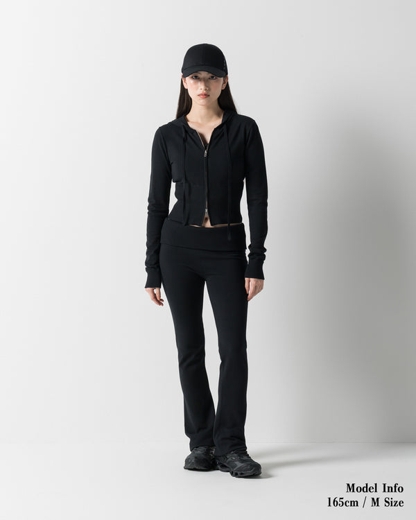 CRONOS WOMEN KNIT FLARE PANTS【BLACK】