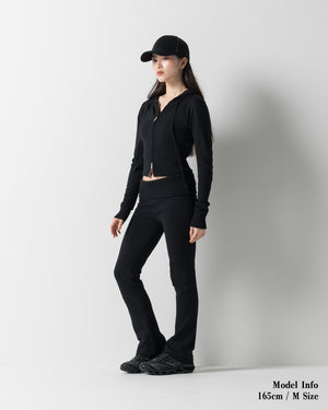 CRONOS WOMEN KNIT FLARE PANTS【BLACK】
