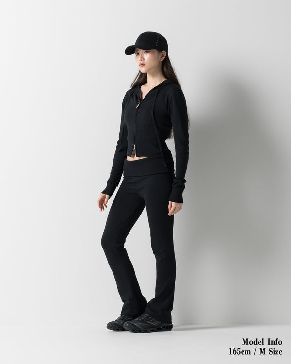 CRONOS WOMEN KNIT FLARE PANTS【BLACK】