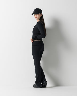 CRONOS WOMEN KNIT ZIP HOODIE【BLACK】