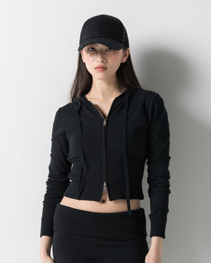 CRONOS WOMEN KNIT ZIP HOODIE【BLACK】