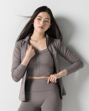 CRONOS WOMEN STAND COLLAR TRACK BLOUSON【GRAY】