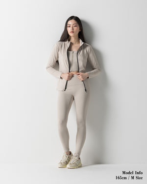 CRONOS WOMEN STAND COLLAR TRACK BLOUSON【BEIGE】