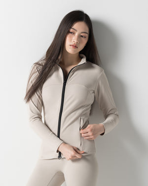 CRONOS WOMEN STAND COLLAR TRACK BLOUSON【BEIGE】