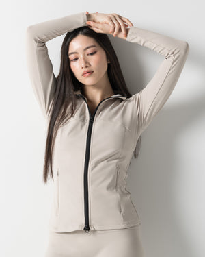 CRONOS WOMEN STAND COLLAR TRACK BLOUSON【BEIGE】