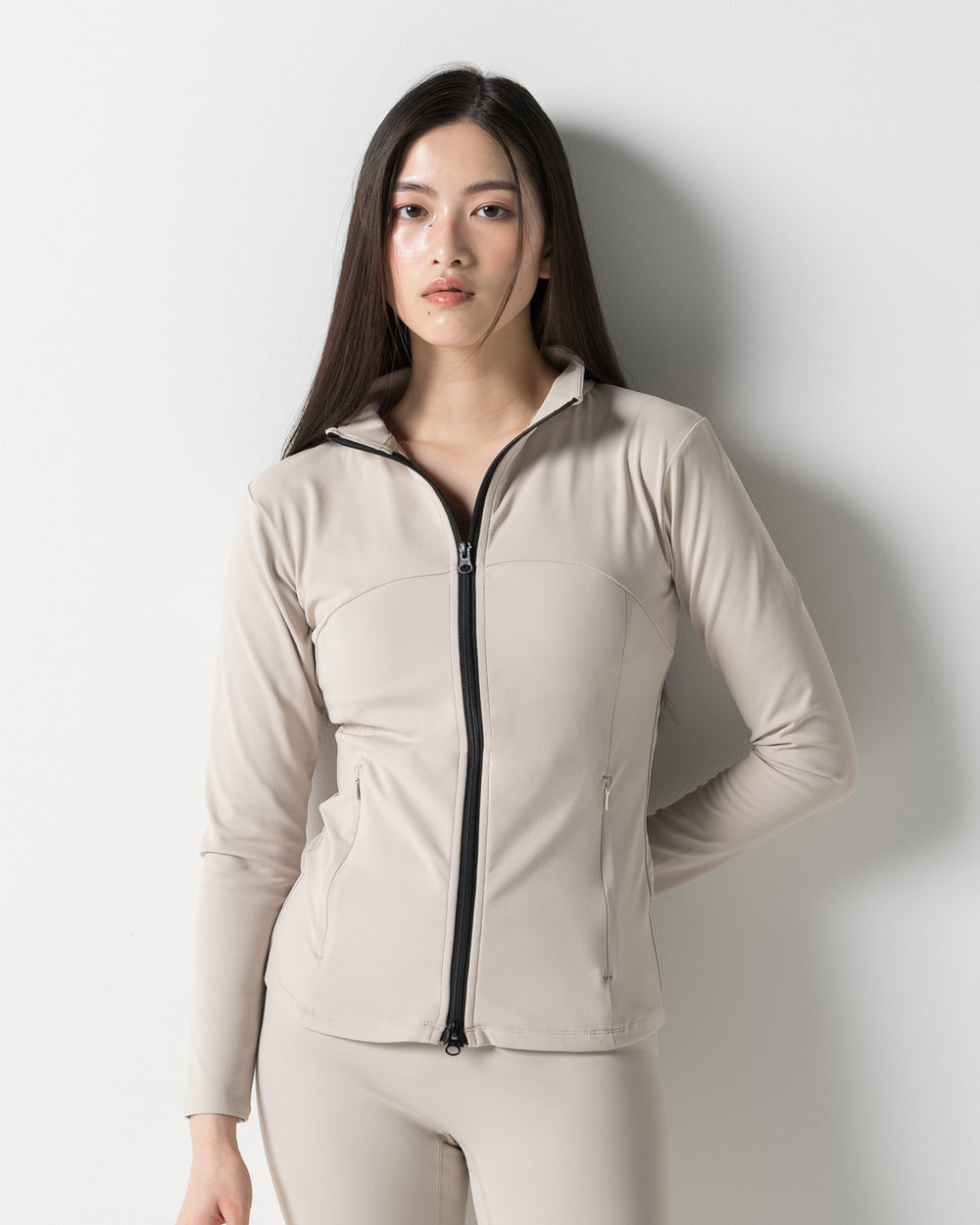 CRONOS WOMEN STAND COLLAR TRACK BLOUSON【BEIGE】
