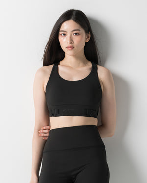 CRONOS WOMEN SHAPE BUCKLE STRAP BRA TOP【BLACK】