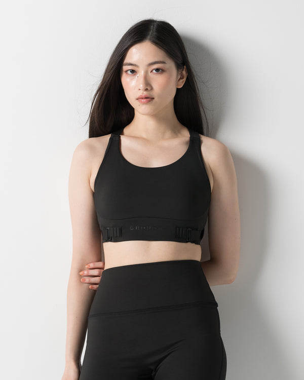 CRONOS WOMEN SHAPE BUCKLE STRAP BRA TOP【BLACK】