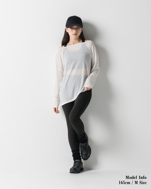 CRONOS WOMEN DRAPE FLARE LONG SLEEVE【WHITE】