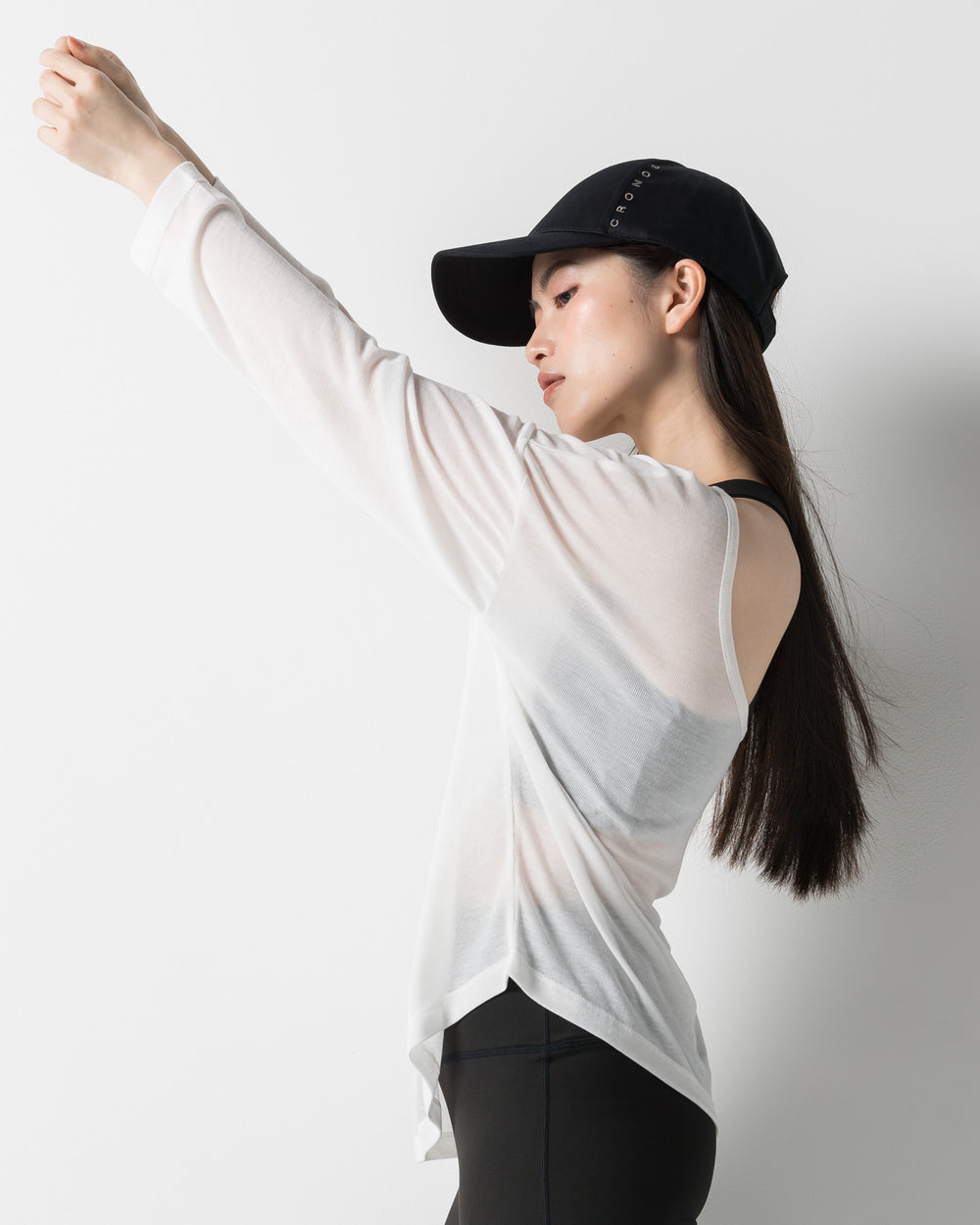 CRONOS WOMEN'S DRAPE FLARE LONG SLEEVE【WHITE】