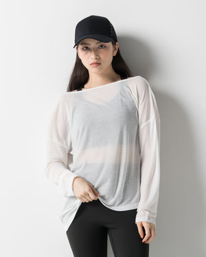 CRONOS WOMEN DRAPE FLARE LONG SLEEVE【WHITE】