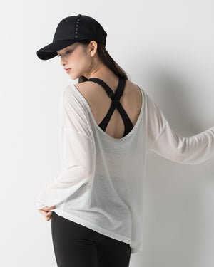 CRONOS WOMEN DRAPE FLARE LONG SLEEVE【WHITE】