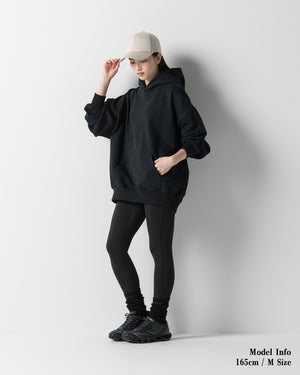 CRONOS WOMEN HEAVY DOUBLE HOODIE【BLACK】