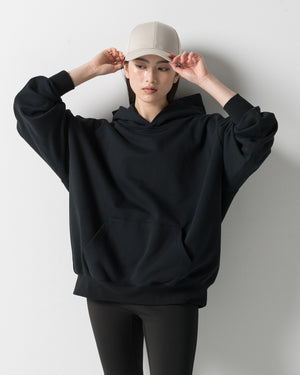 CRONOS WOMEN HEAVY DOUBLE HOODIE【BLACK】
