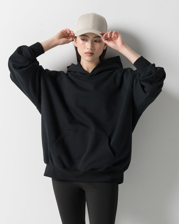 CRONOS WOMEN HEAVY DOUBLE HOODIE【BLACK】