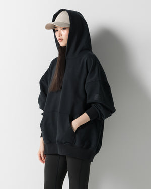 CRONOS WOMEN HEAVY DOUBLE HOODIE【BLACK】