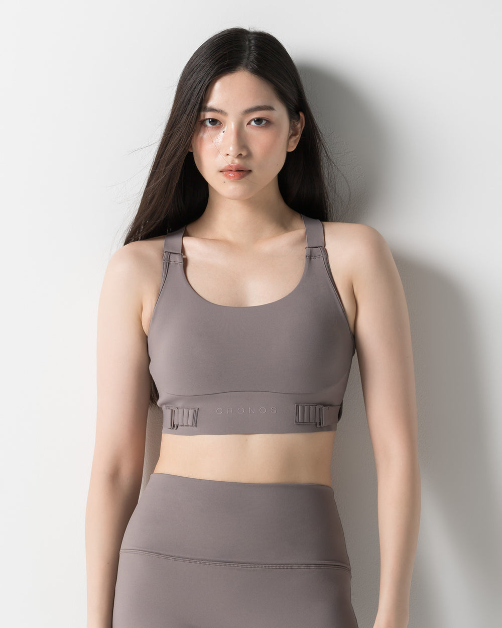 CRONOS WOMEN SHAPE BUCKLE STRAP BRA TOP【GRAY】