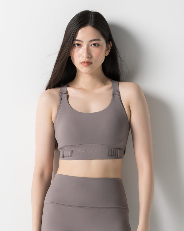 CRONOS WOMEN SHAPE BUCKLE STRAP BRA TOP【GRAY】