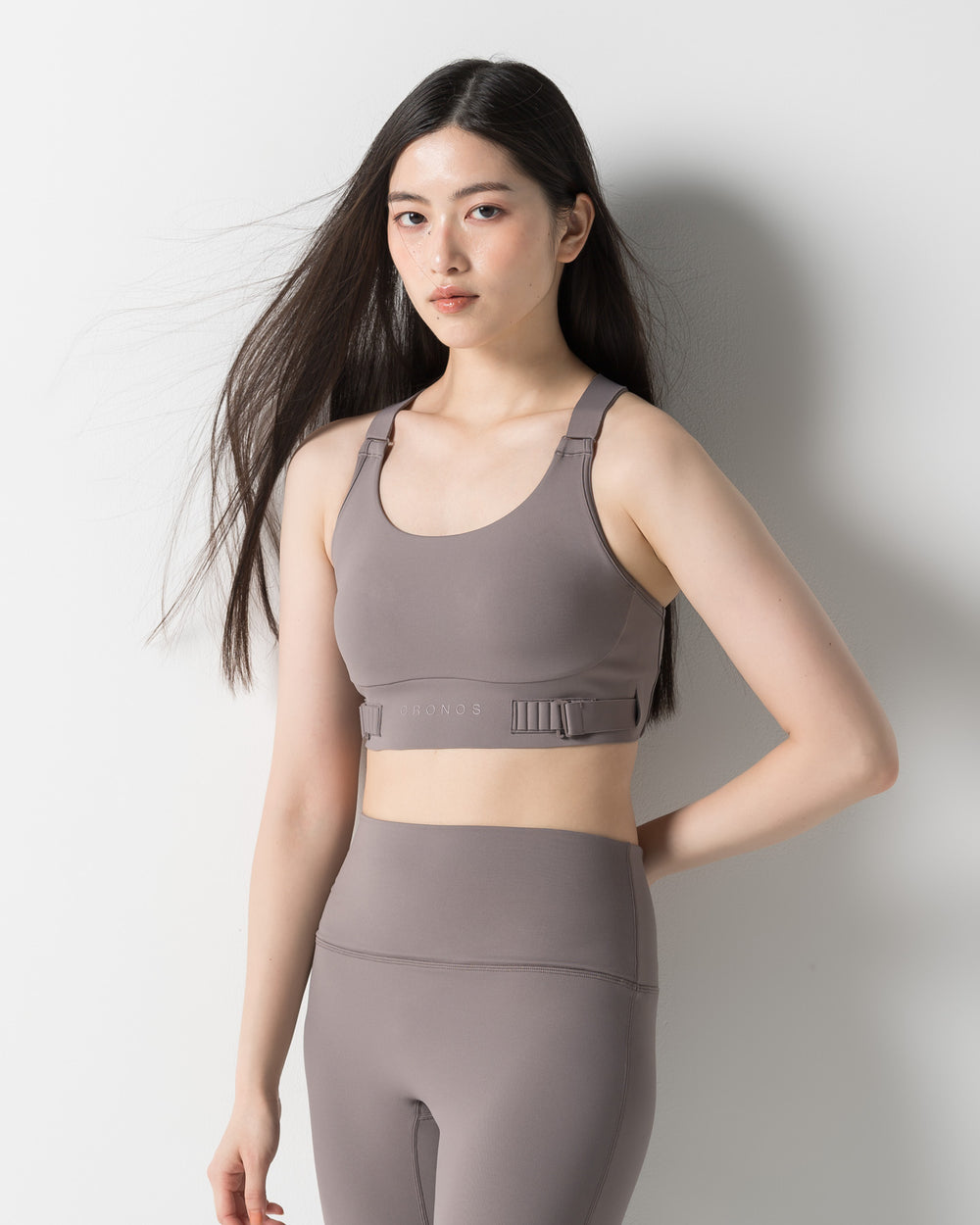 CRONOS WOMEN SHAPE BUCKLE STRAP BRA TOP【GRAY】