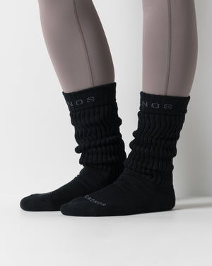 CRONOS WOMEN LOOSE PILE SOCKS【BLACK】