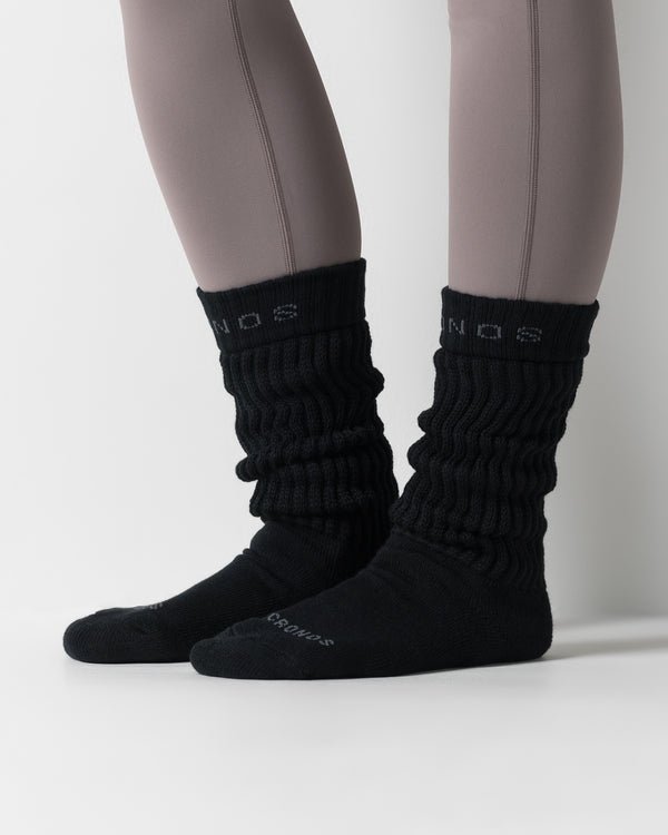CRONOS WOMEN LOOSE PILE SOCKS【BLACK】