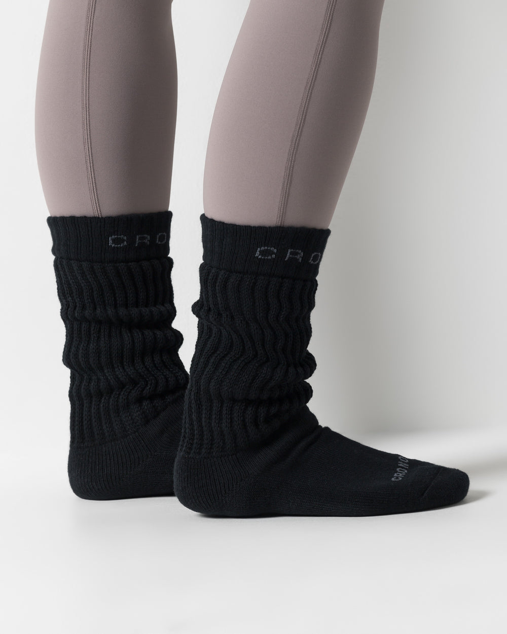 CRONOS WOMEN LOOSE PILE SOCKS【BLACK】