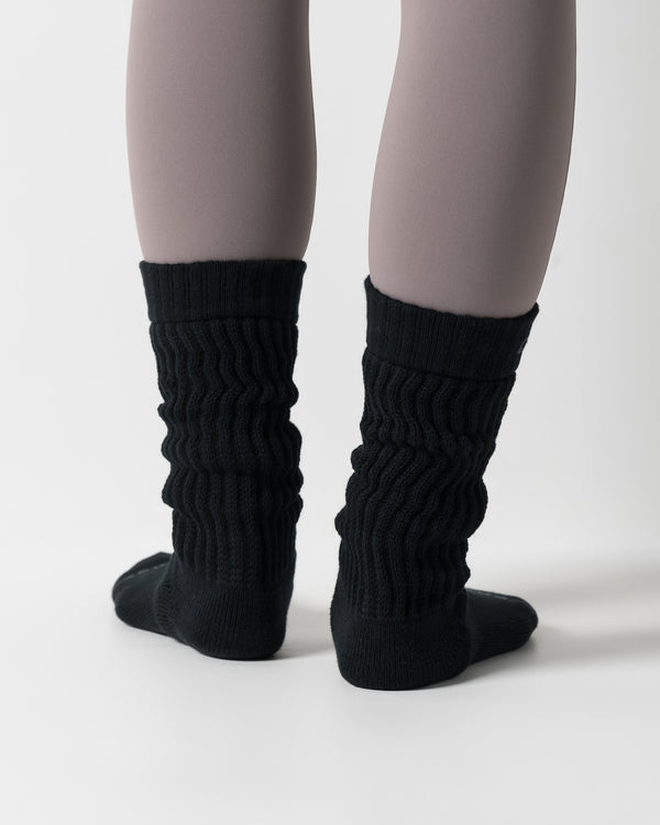 CRONOS WOMEN LOOSE PILE SOCKS【BLACK】